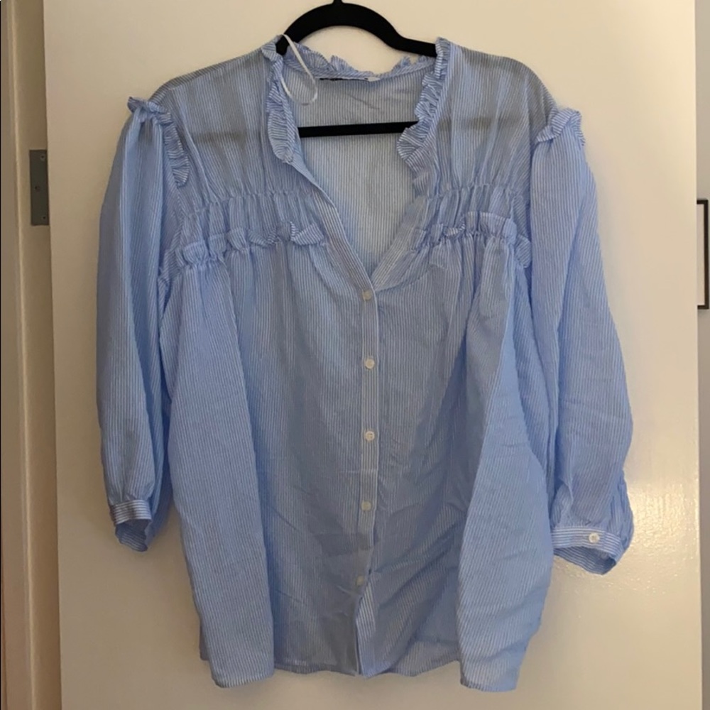 Blue striped Zara Top